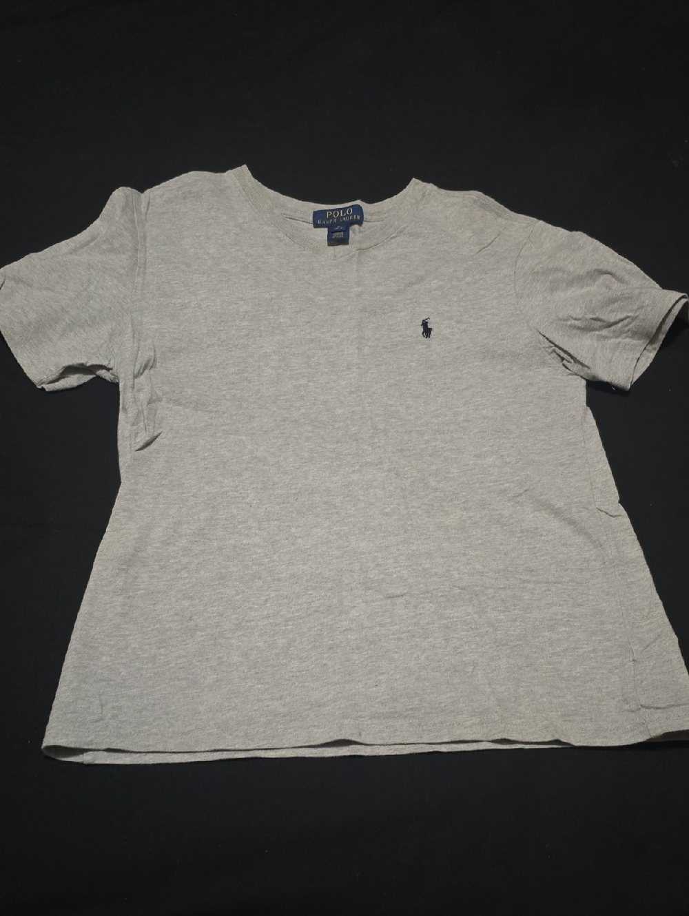 Ralph Lauren Short-Sleeve Heather Gray Crew Tee with Navy Polo Logo